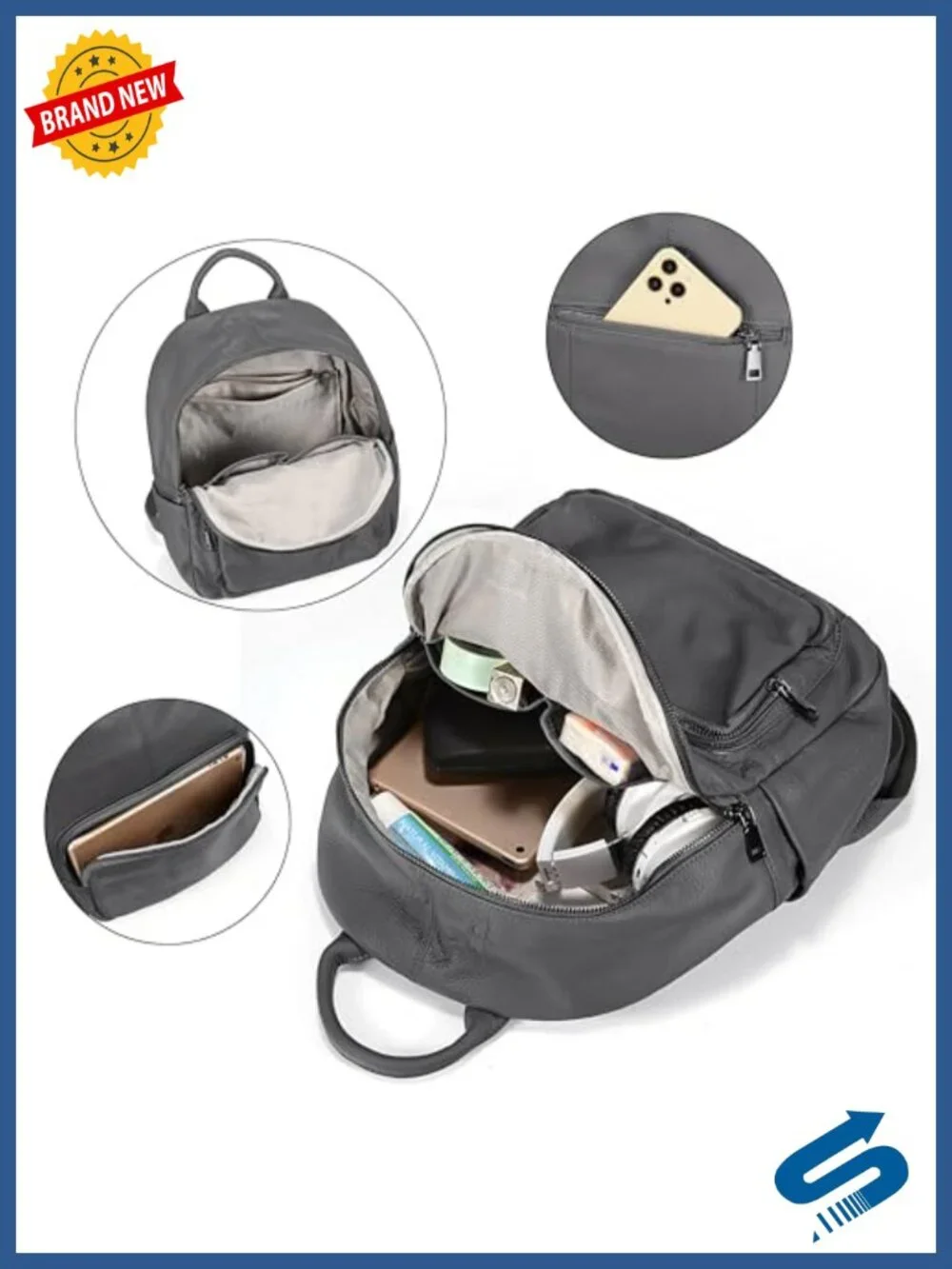 Real Leather Backpack Purse Convertible Shoulder Bag Versatile Daypack